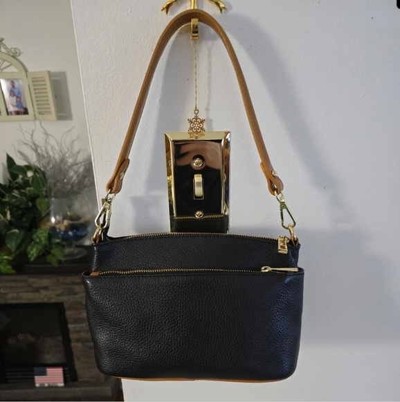 Divina Firenze Italy LILLA Black Trim Leather Shoulder Bag - Picture 3 of 5